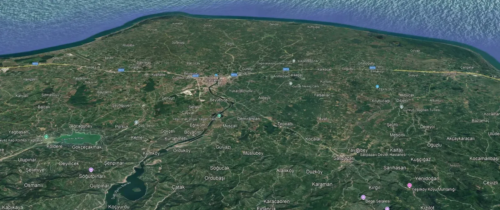 Samsun Çarşamba ilçesinin havadan görünümü
